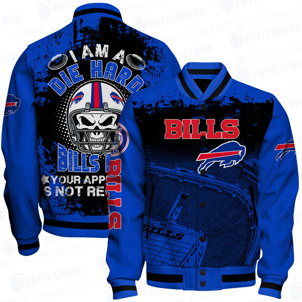 buffalo bills skull helmet halloween pattern baseball varsity jacket baseball jacket all over print wmyam