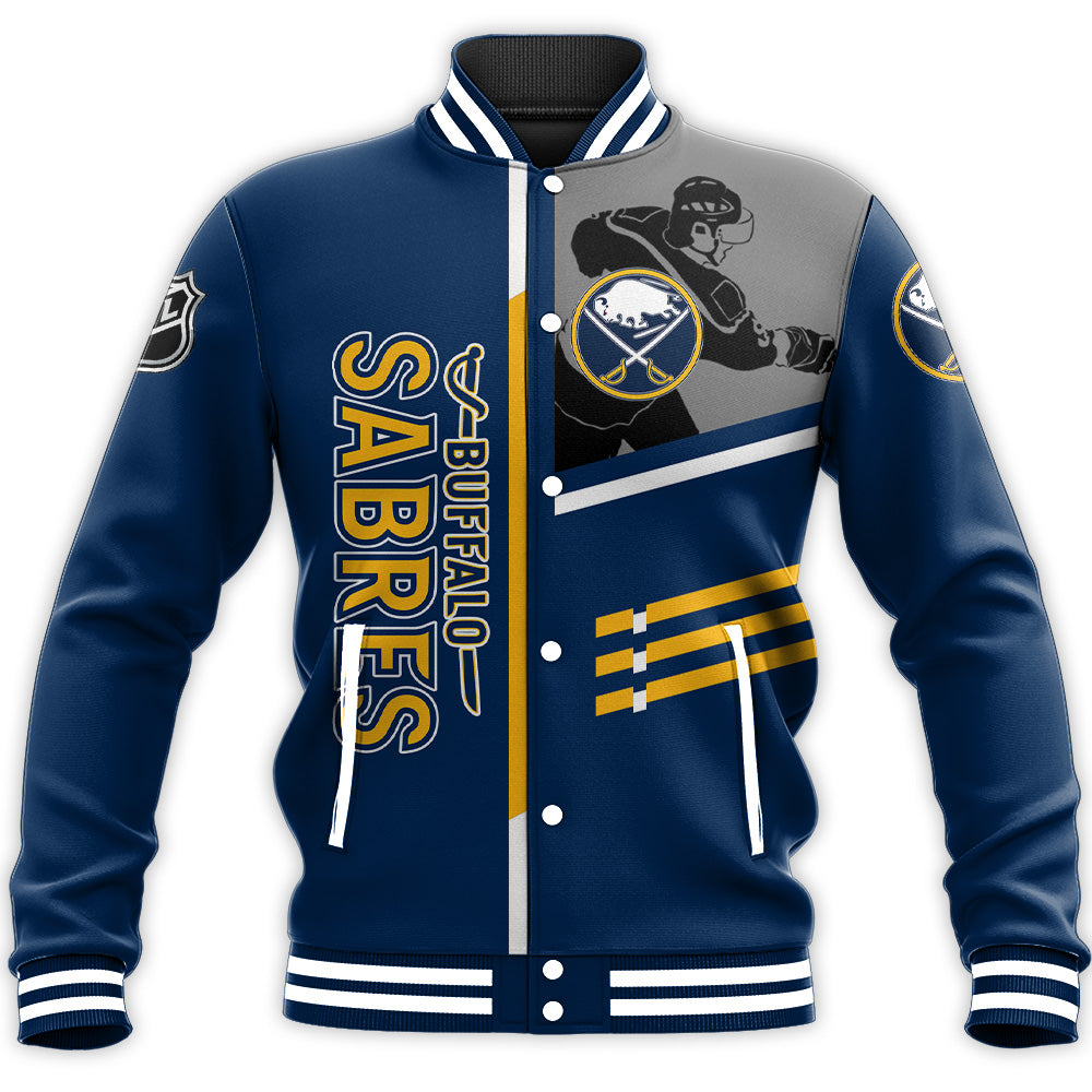 buffalo sabres baseball jacket button up zipper hooded all over print personalized hockey for fan nhl abuwt