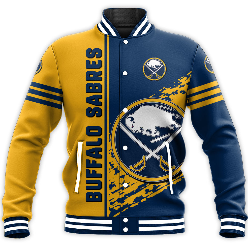 buffalo sabres baseball jacket button up zipper hooded all over print quarter style nhl sirfs