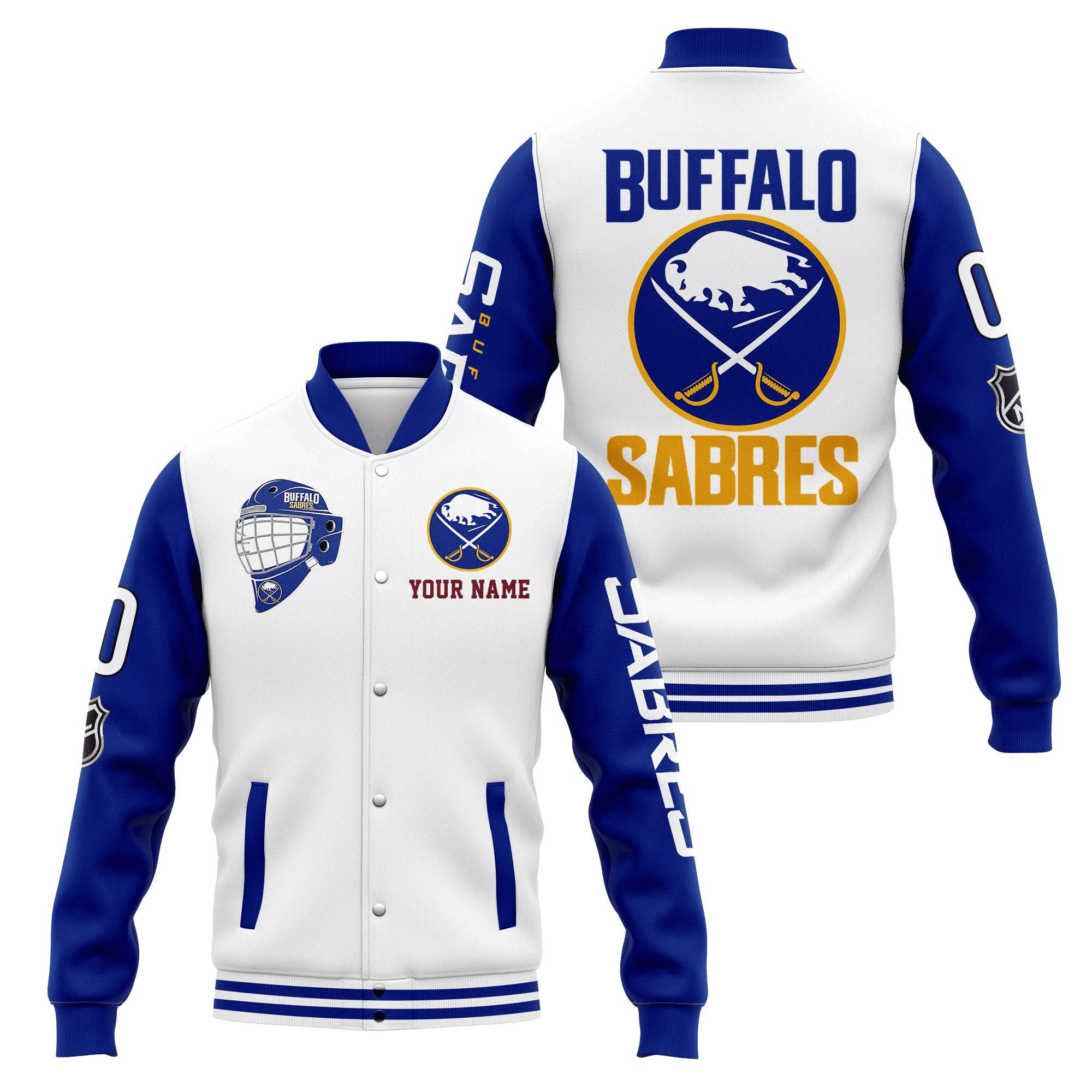 buffalo sabres custom name and number nhl baseball baseball varsity jacket baseball jacket all over print wljg8