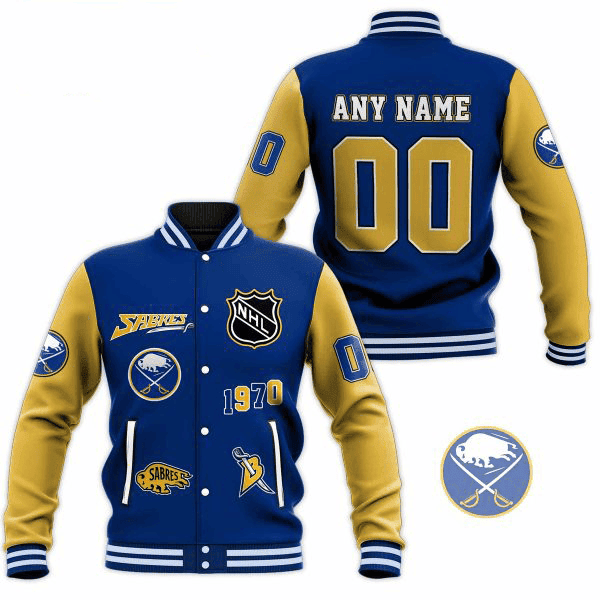 buffalo sabres nhl custom name and number baseball varsity jacket baseball jacket all over print ngn5y