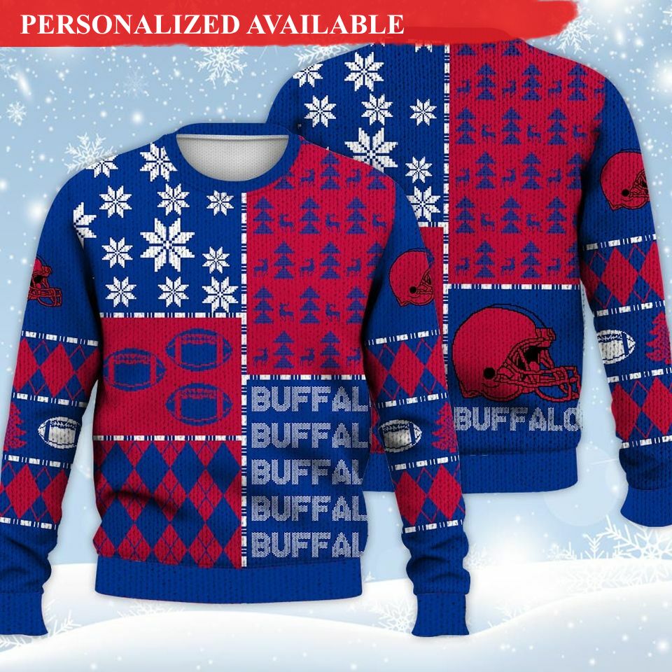 buffalo ugly sweater christmas retro football american sweatshirt 8236