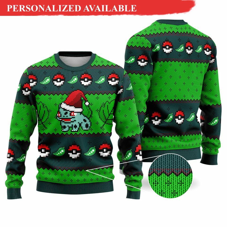 bulbasaur pkm ugly christmas sweater 3d sweater 1335