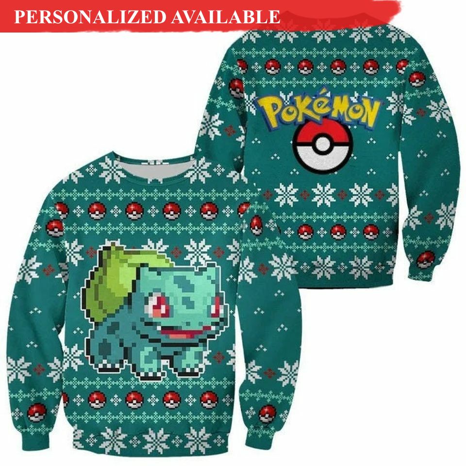 bulbasaur pkm ugly christmas sweater 3d sweater 3340