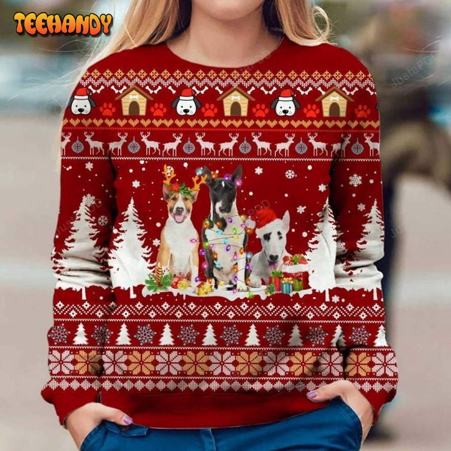 bull terrier dog ugly christmas sweater all over print sweatshirt j6kwk