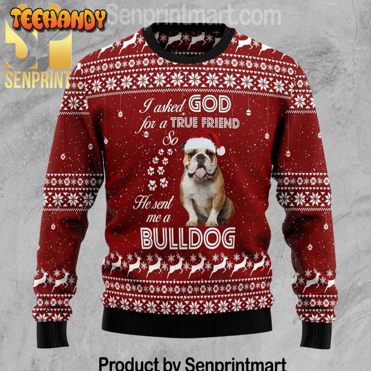 bulldog true friend full printing ugly xmas sweater 47wvr