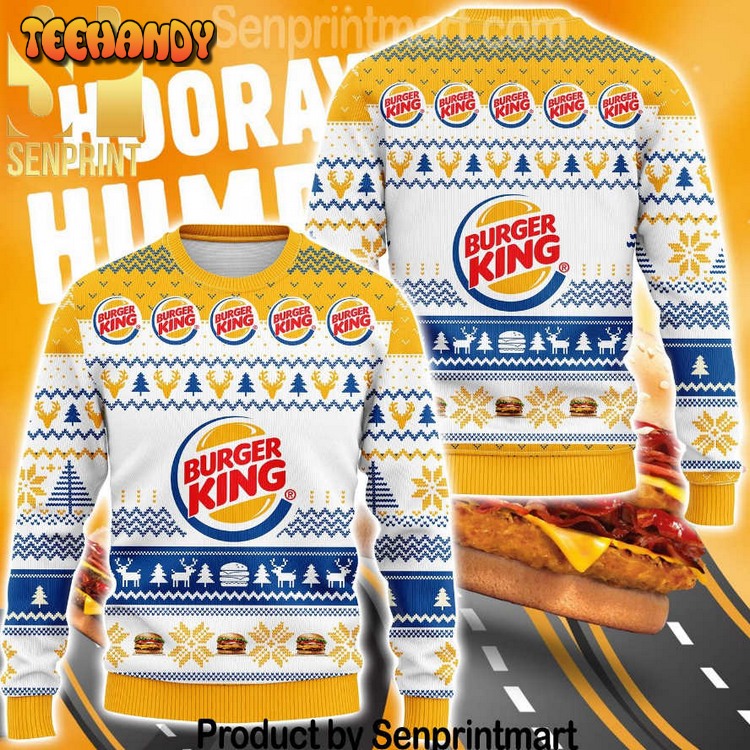 burger king chirtmas time 3d ugly xmas sweater rdlfy