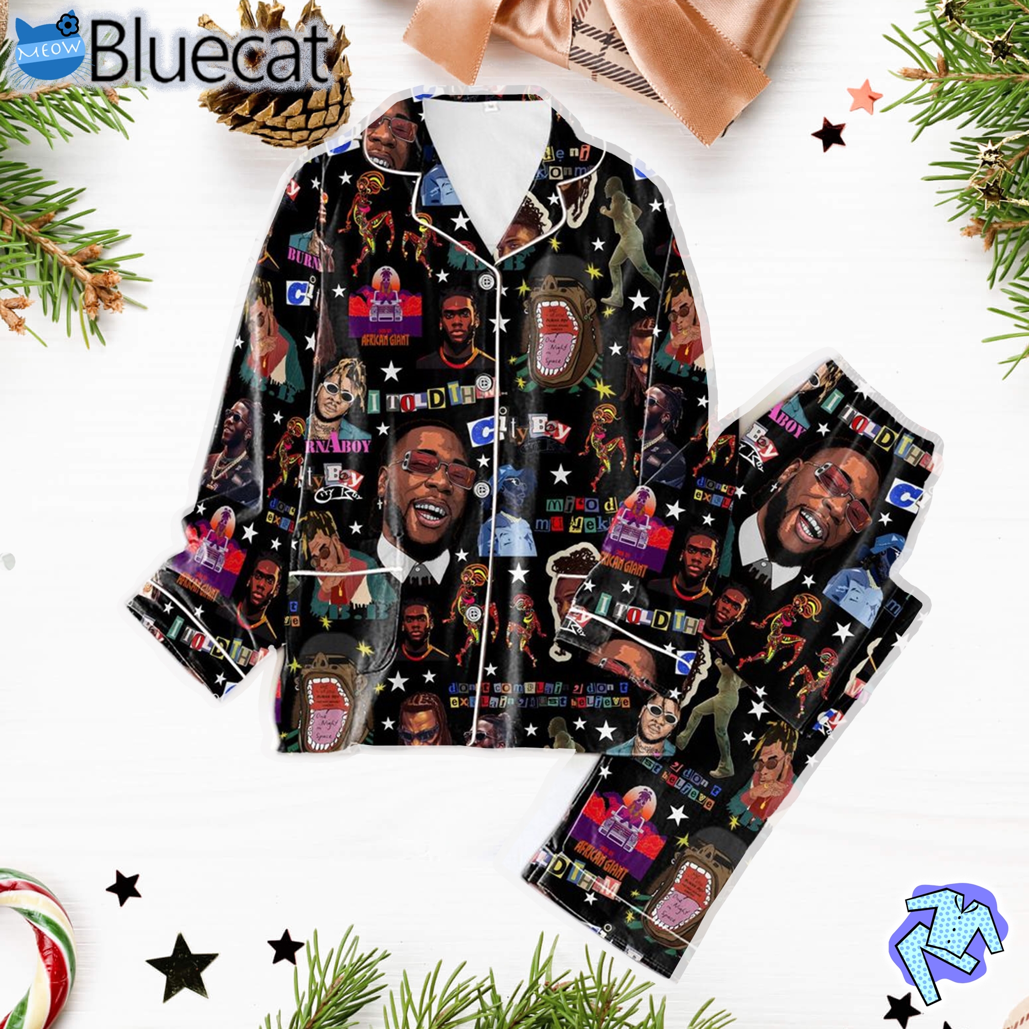 burna boy i told them button pajamas set 1