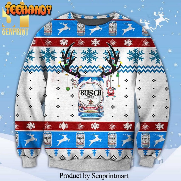 busch beer classic knitted ugly xmas sweater k594g