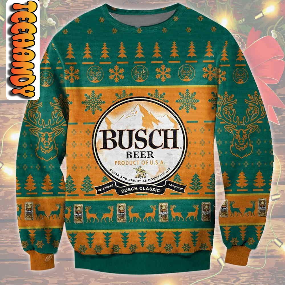 busch beer classic ugly christmas sweater73495