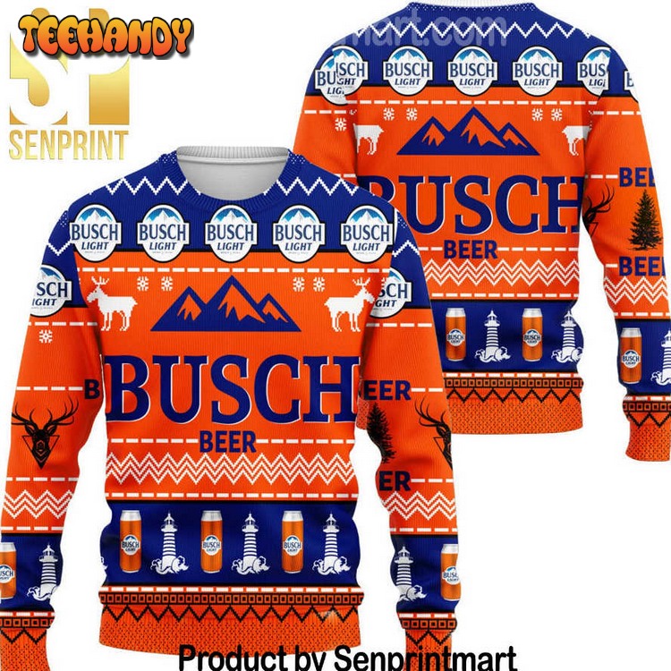 busch beer gift ideas pattern ugly xmas sweater k7nv2