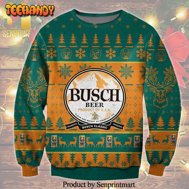 busch beer product of usa knitted ugly xmas sweater egsmm