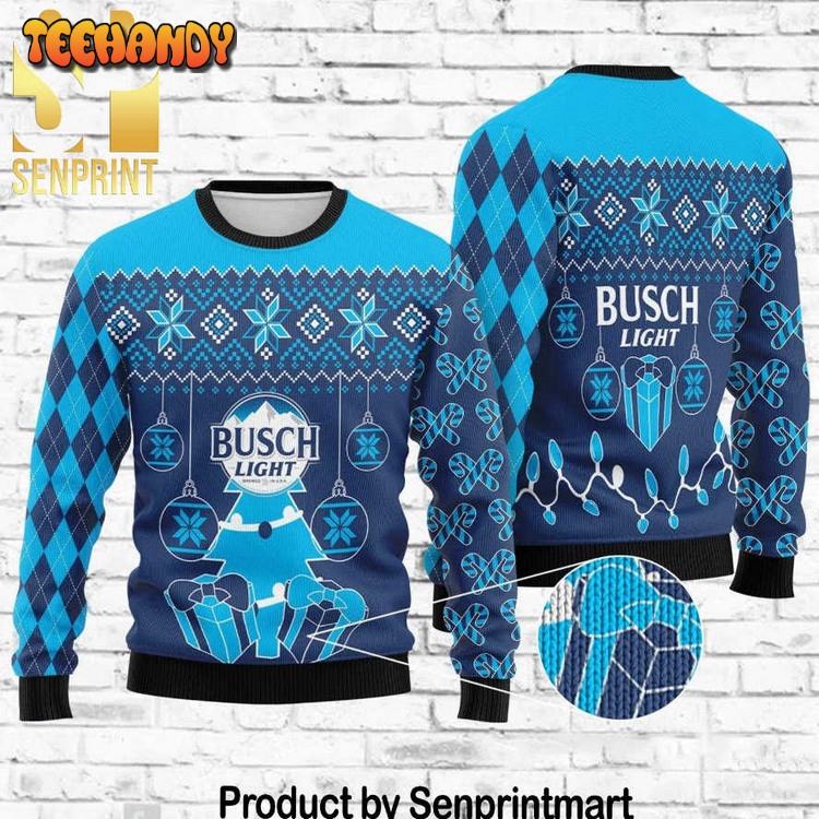 busch beer xmas time all over printed knitted ugly xmas sweater 1tglv