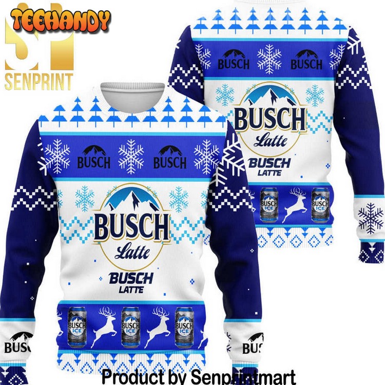 busch latte beer holiday gifts full print wool knitted ugly xmas sweater wbslv