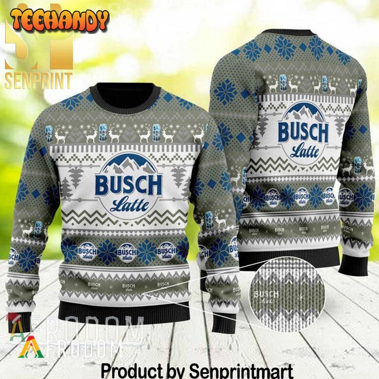 busch latte holiday time all over print knitting pattern ugly xmas sweater 5lxun