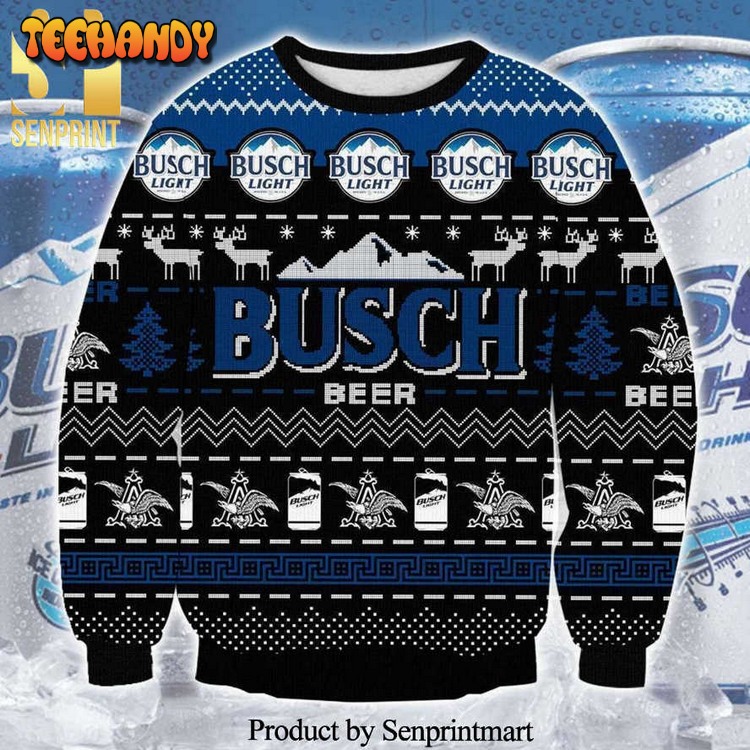 busch light beer logo premium knitted ugly xmas sweater d11a7