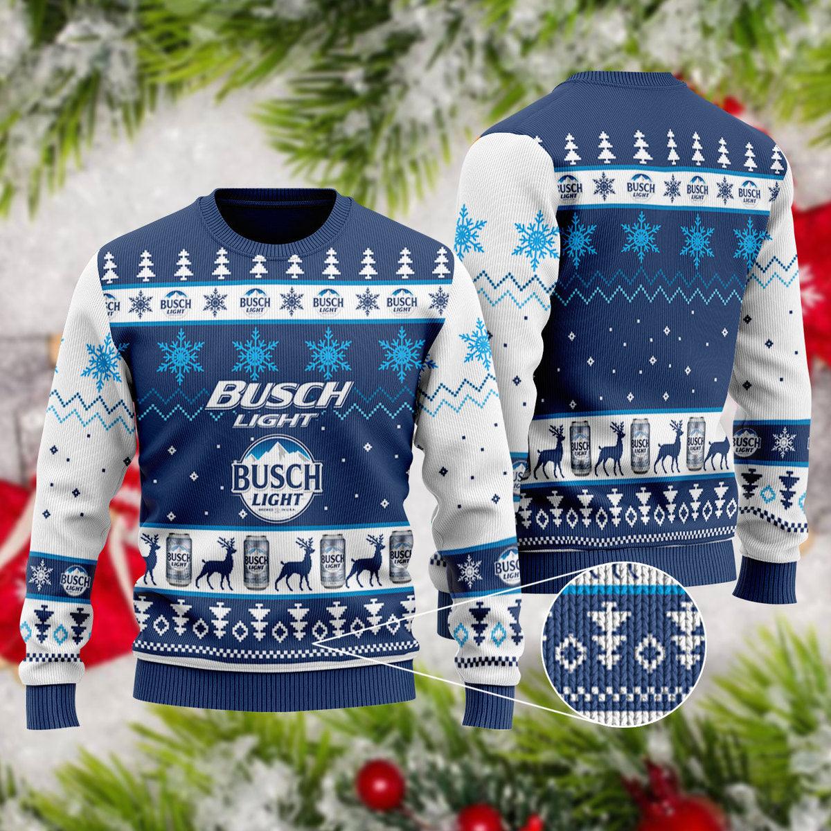 busch light beer xmas ugly sweater flexiquor com