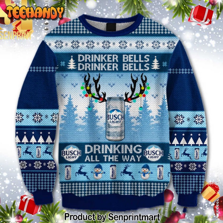 busch light drinker bells knitting pattern ugly xmas sweater 94aa5