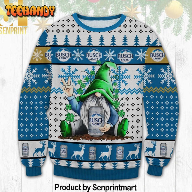 busch light gnome for christmas gifts ugly xmas sweater 8djm1