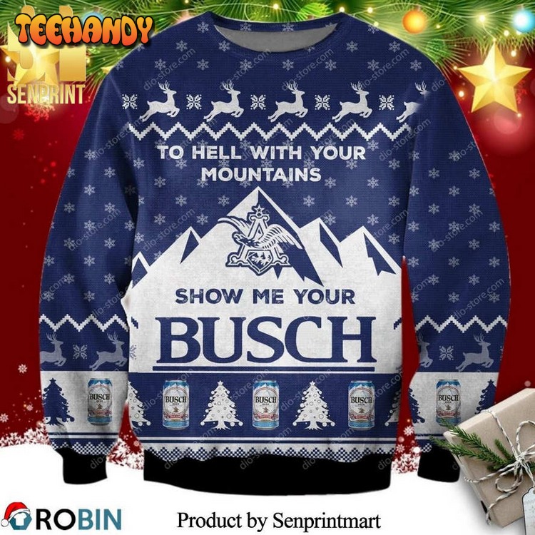 busch light show me knitted ugly xmas sweater 5vmbd