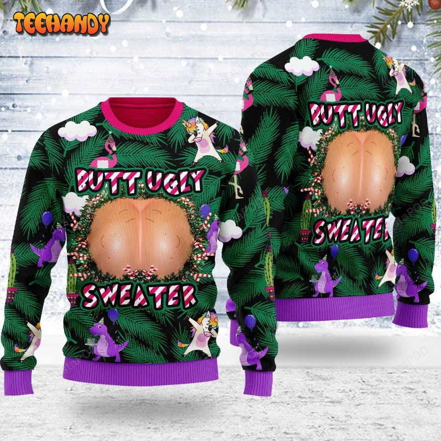 butt ugly christmas sweater all over print sweatshirt ugly sweater iknlu