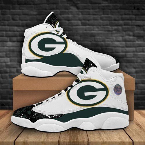 buy green bay packers custom aj13 sneaker custom sports shoes jd2021 des 36ghm2i