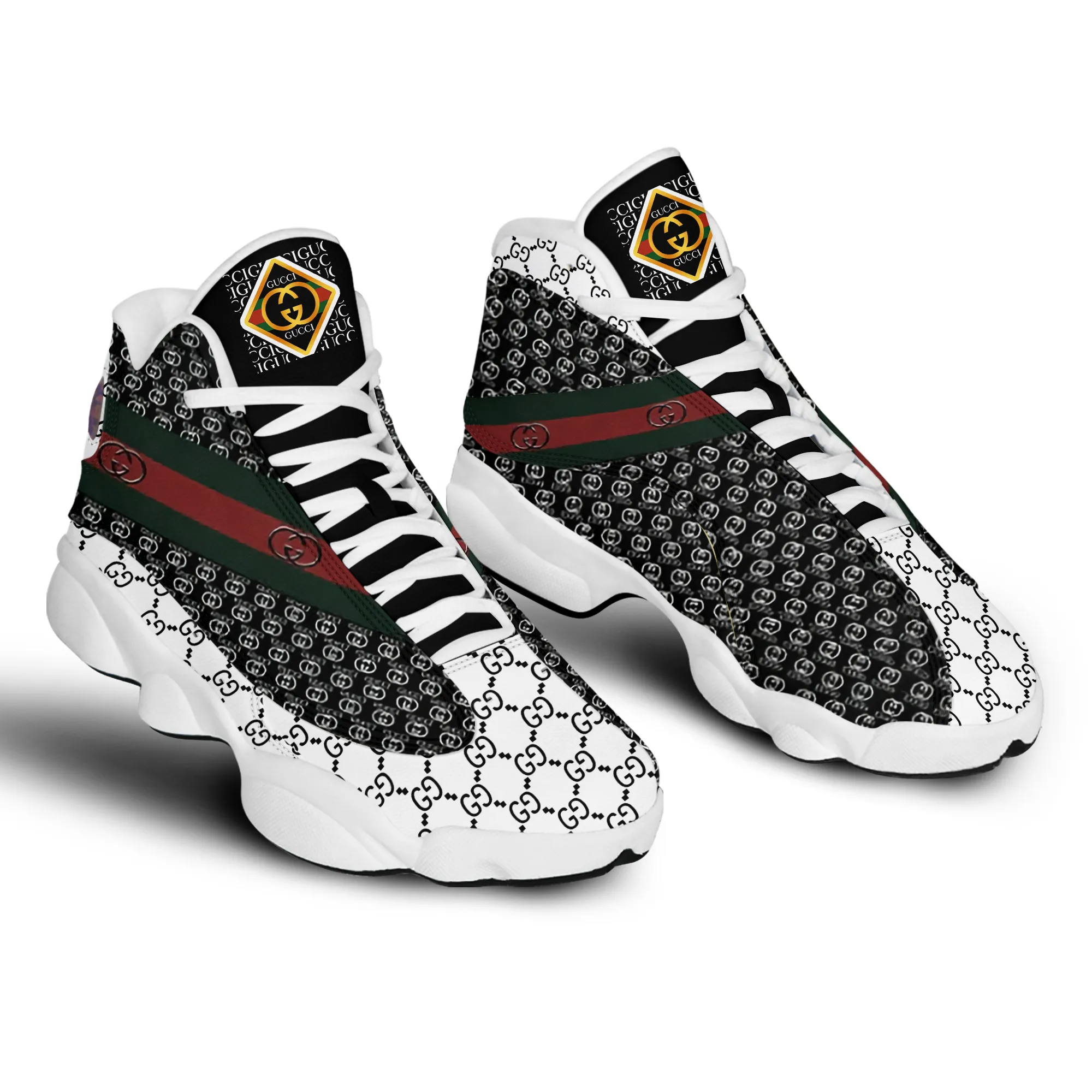 buy gucci black white aj13 sneakers shoes hot 2022 gifts for men women htje4o8