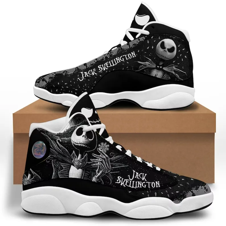 buy jack skellington aj13 sneakers custom shoes athletic run casual hypebeast shoes skellington air jd13 shoes gifts for halloweenzmyqu