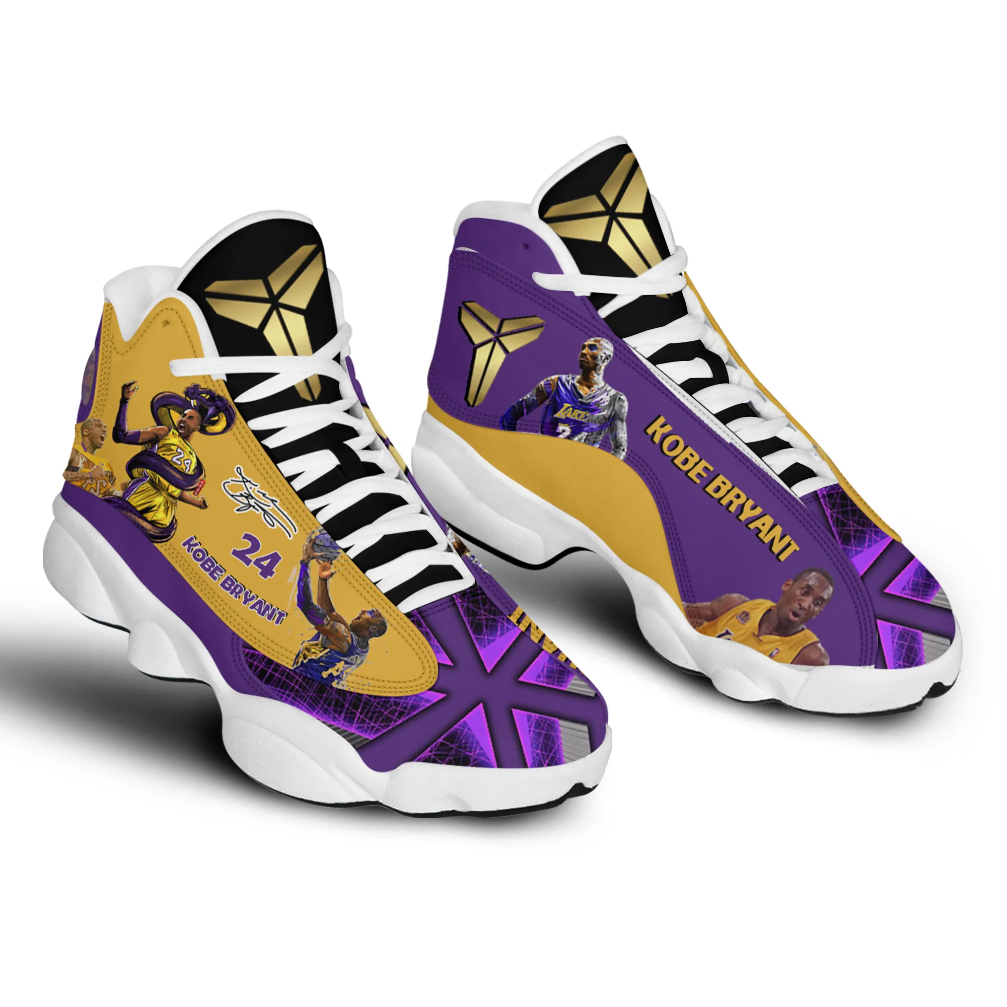 buy kobe bryant custom name personalized aj13 mens momens shoes printed streetwear multi colored los angeles lakers shoeslxl8b