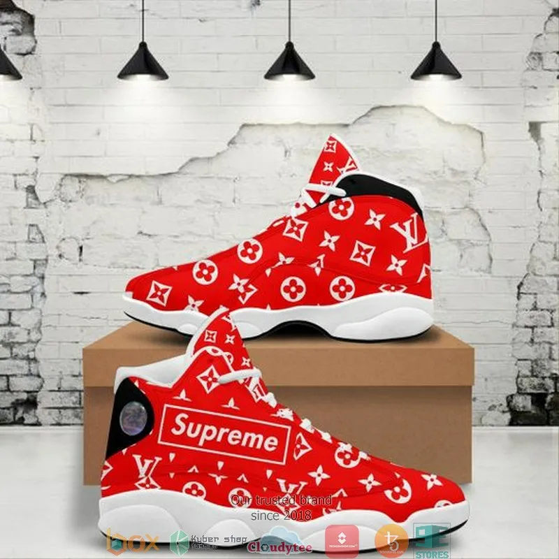 buy louis vuitton supreme red aj13 sneaker shoes ljd13jsmsv