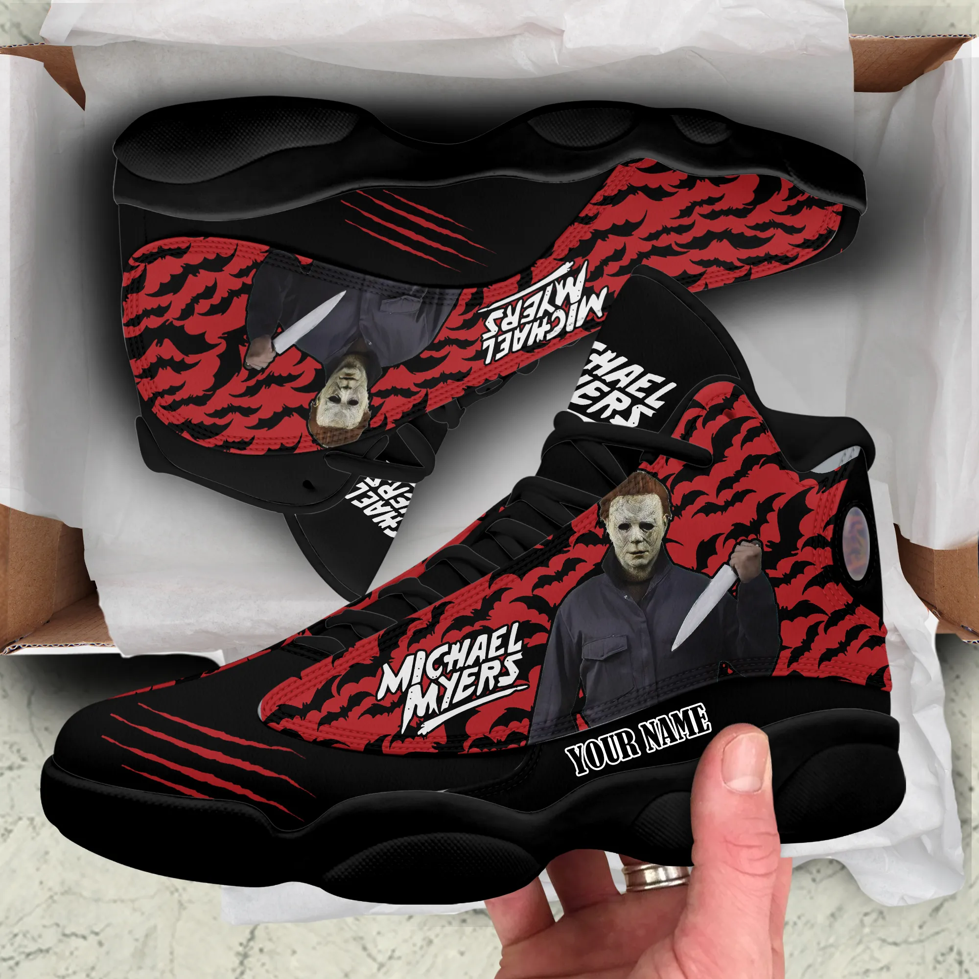 buy michael myers aj13 shoe custom shoes athletic run casual hypebeast shoes michael myers horrified lover shoes gift for halloweenn19bu