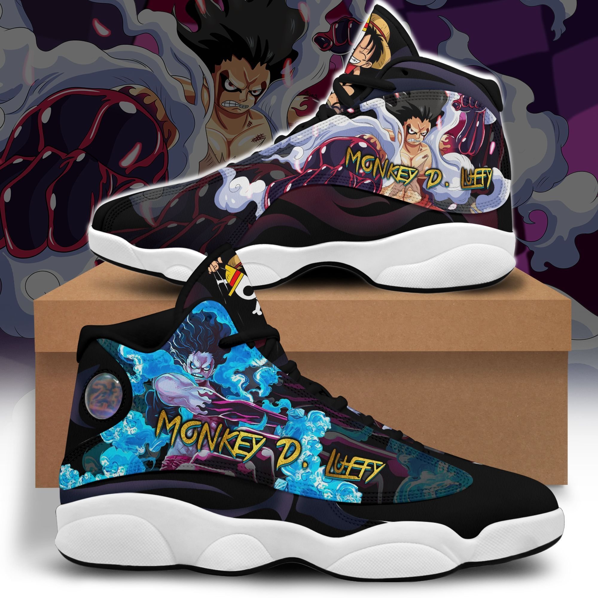 buy monkey d luffy gear five air jd13 sneakers one piece custom anime shoes opj246 aj13 sneaker air jd13 sneakers personalized shoes design4rs73