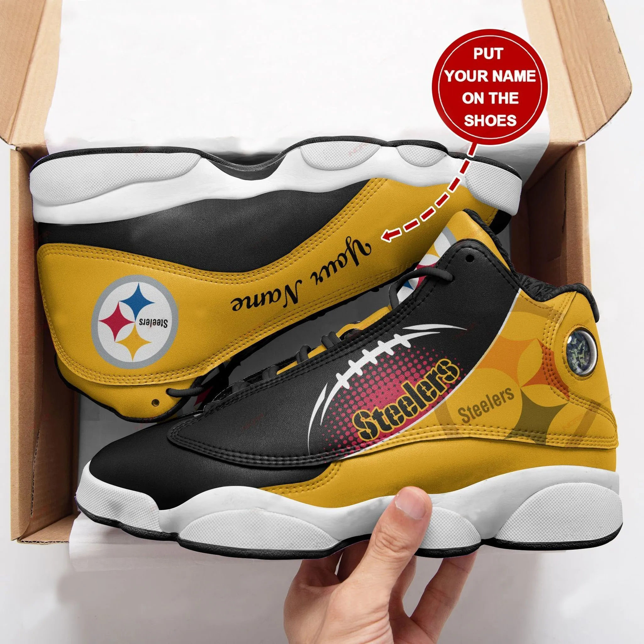 buy personalize name pittsburgh steelers football air jd13 shoesqnf8m