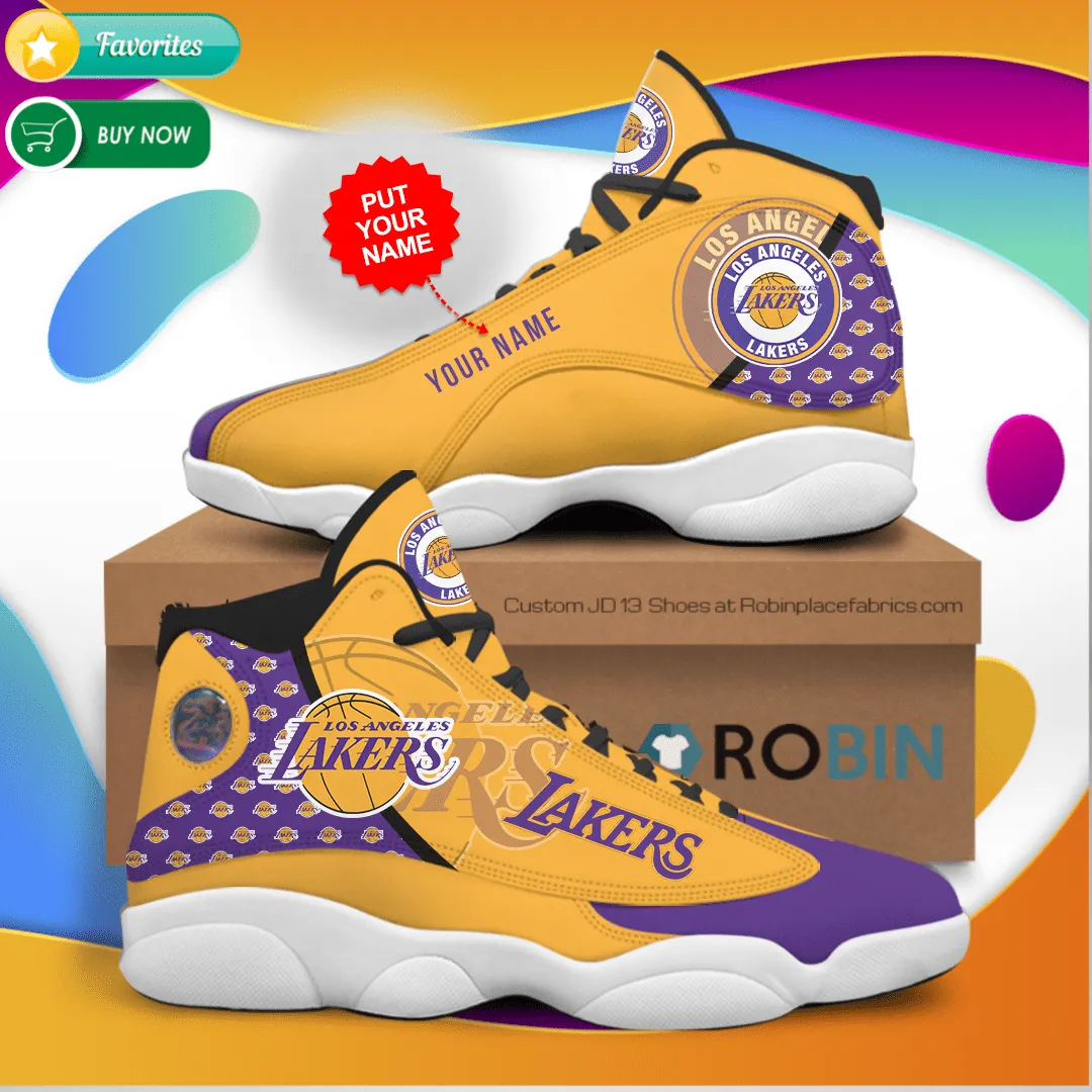 buy personalized name los angeles lakers air jd13 sneakers custom air jd13 shoesf4gbz