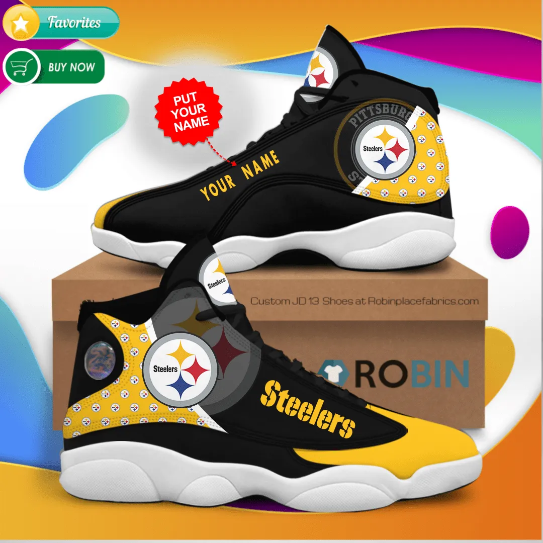 buy personalized name pittsburgh steelers team air jd13 sneakers custom air jd13 shoesr9sos