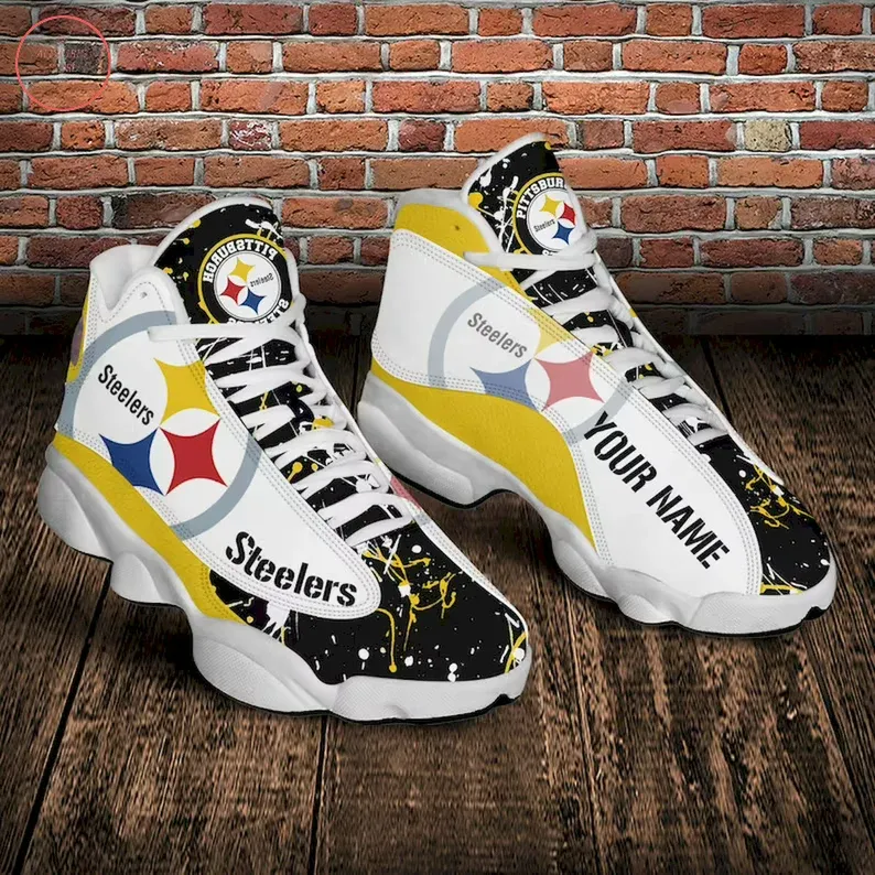 buy pittsburgh steelers aj13 sneaker custom shoes athletic run casual hypebeast shoes steelers football shoes customized name shoesidahq