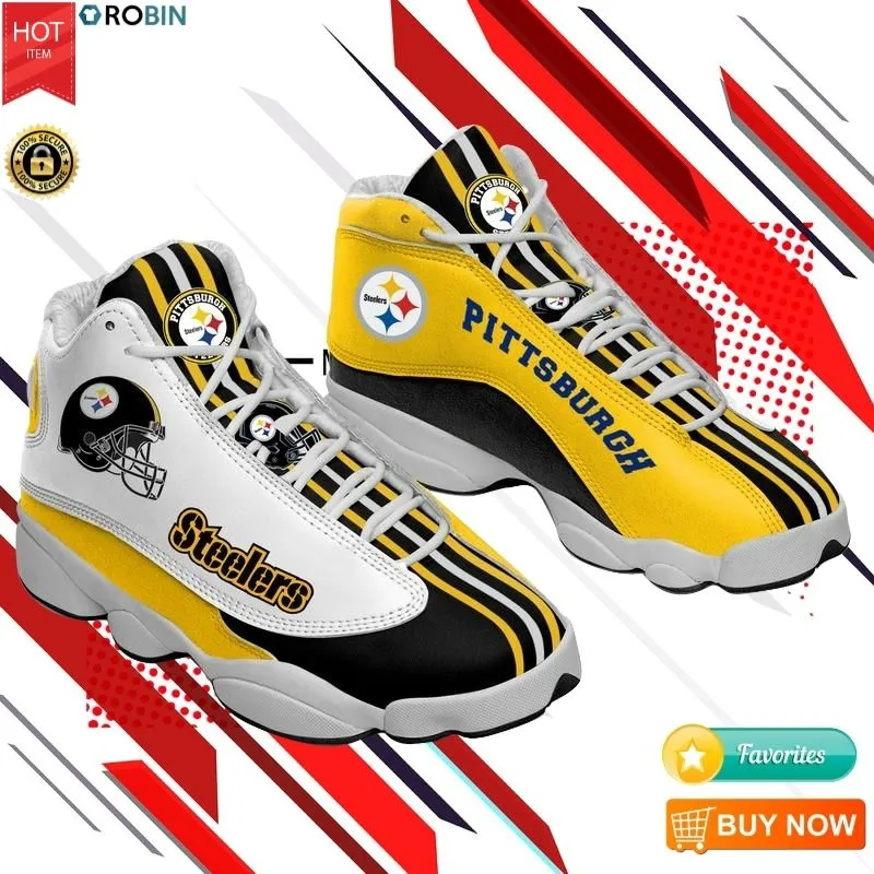 buy pittsburgh steelers team sneakers american football air jd13 shoes white black aj13 shoes61lrf