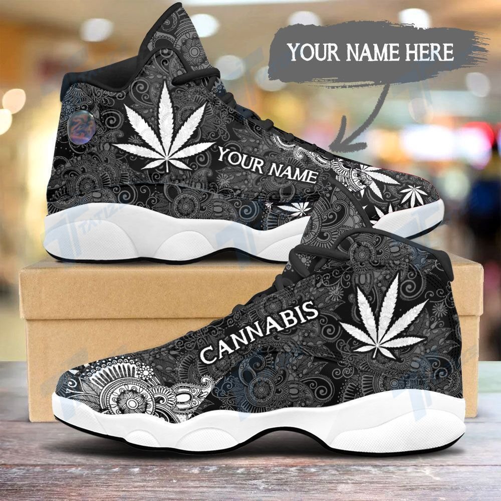 buy weed black mandala custom name aj13 sneakers shoes sport1cvte