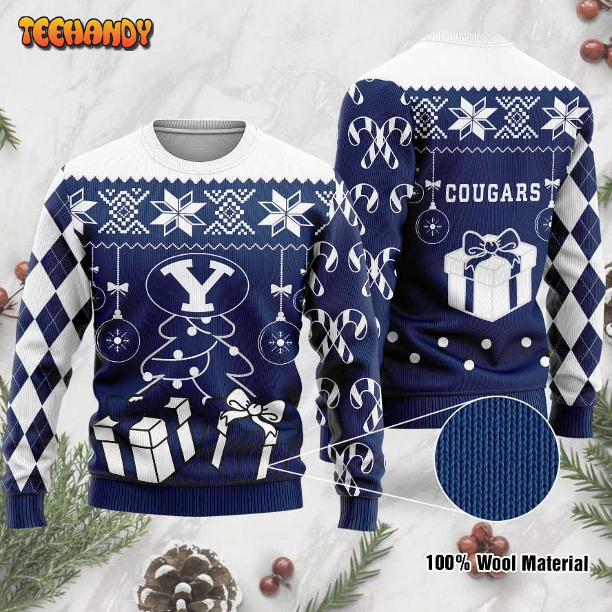 byu cougars funny ugly christmas sweater ugly sweater mmbzu