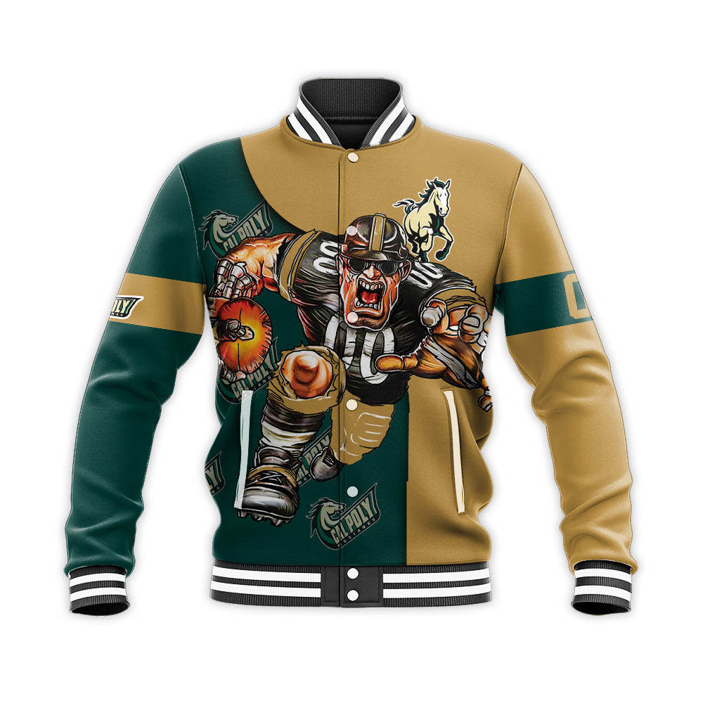 cal poly mustangs baseball jacket button up zipper hooded all over print football go on gift for fans ncaa 3n2n3