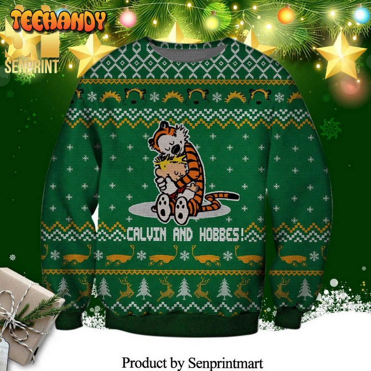 calvin and hobbes daily comic strip knitted ugly xmas sweater skgx8