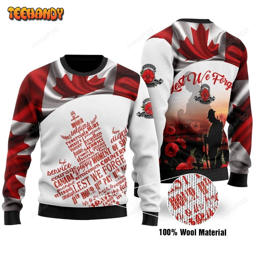 canadian veterans lest we forget ugly christmas sweater all over print sweatshirt oh54t