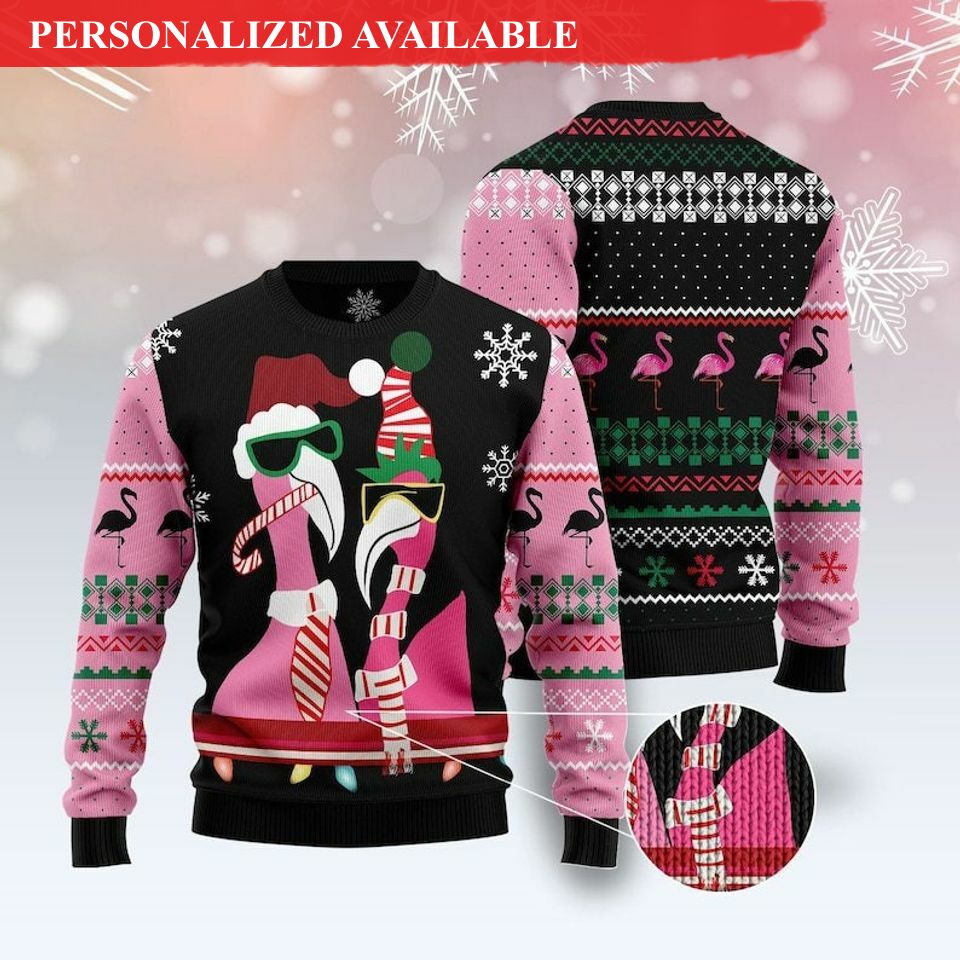 candy cane flamingo animal lovers ugly christmas sweater 2174