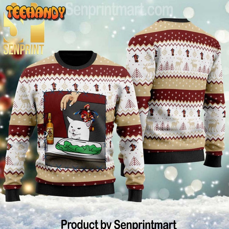 captain morgan cat meme full print ugly xmas sweater zzg5d