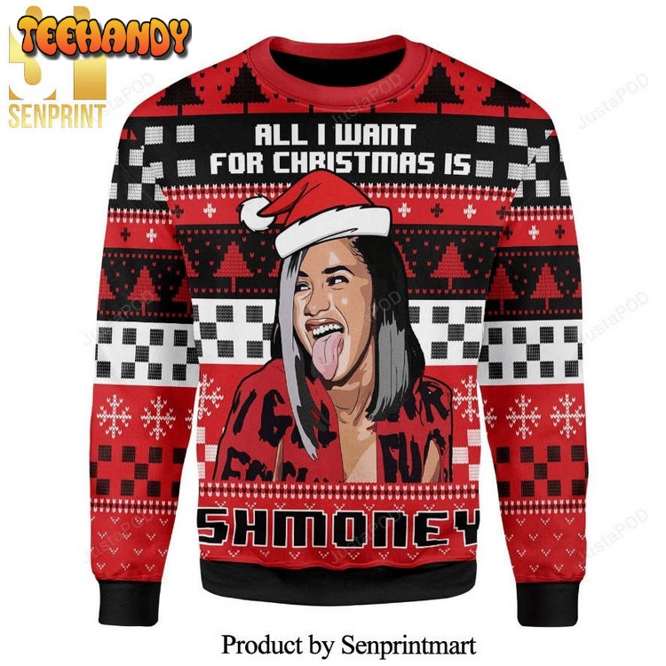 cardi b all i want for christmas is some money knitted ugly xmas sweater ebsnz