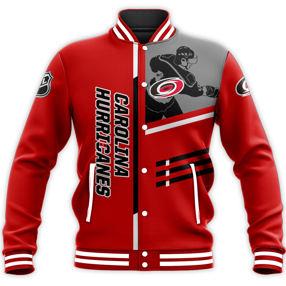 carolina hurricanes baseball jacket button up zipper hooded all over print personalized hockey for fan nhl 1qool