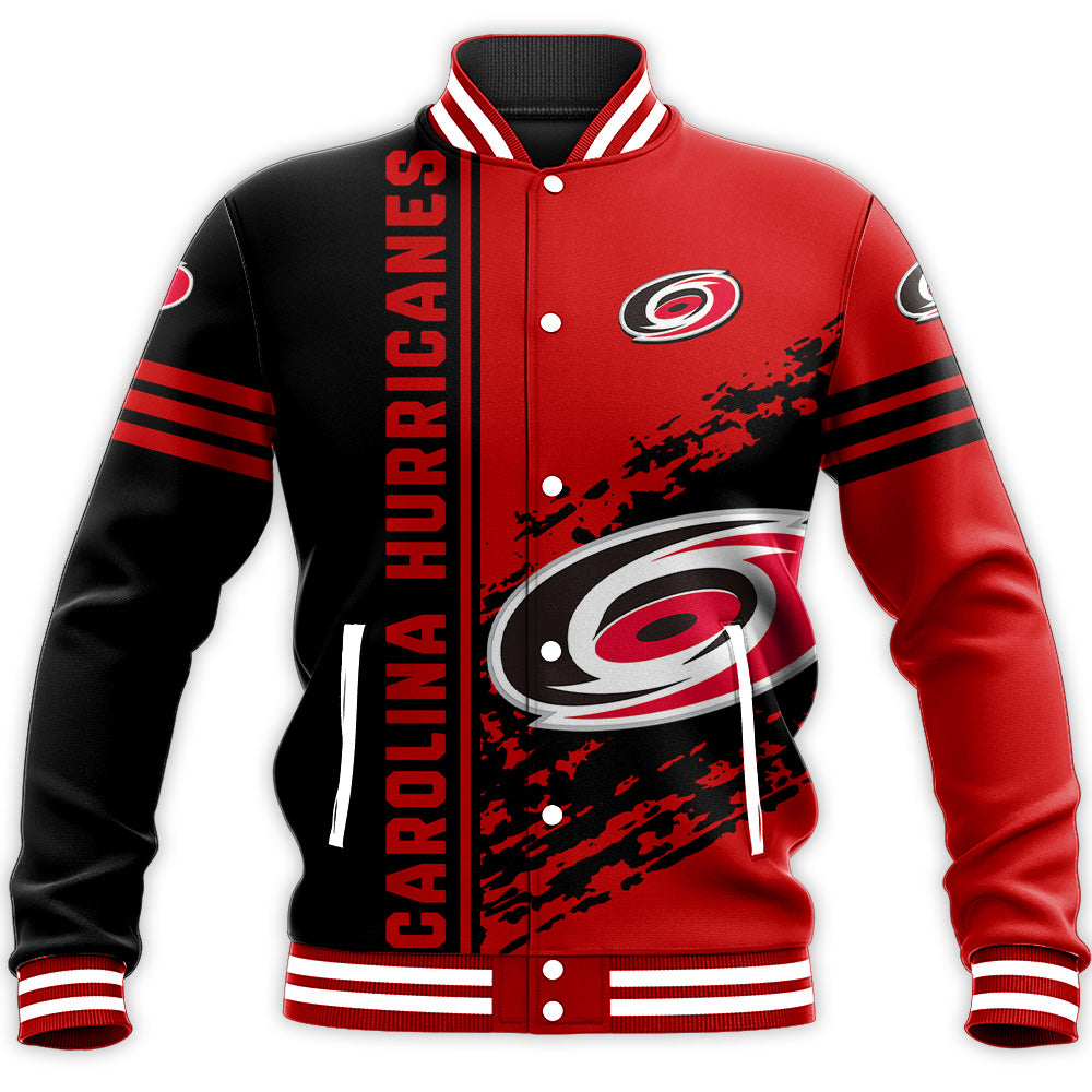 carolina hurricanes baseball jacket button up zipper hooded all over print quarter style nhl ohqic