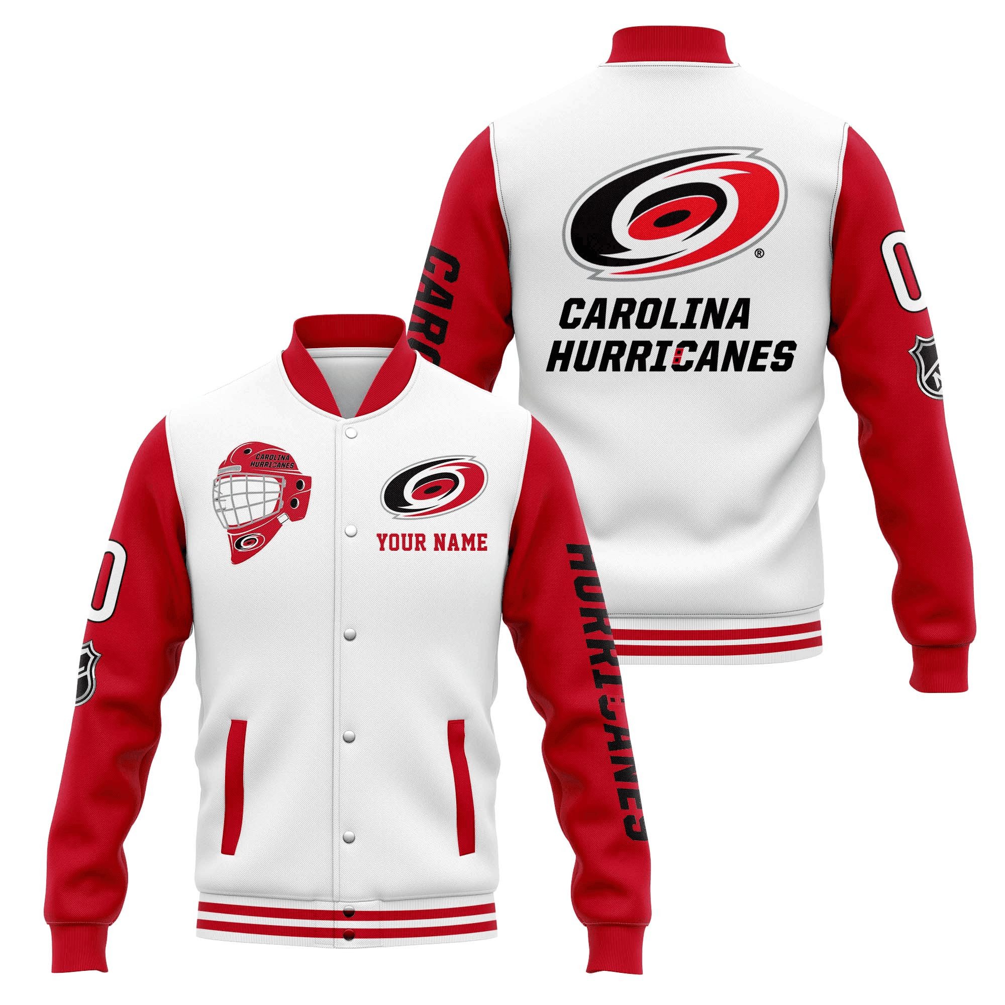 carolina hurricanes custom name and number nhl baseball baseball varsity jacket baseball jacket all over print sclys