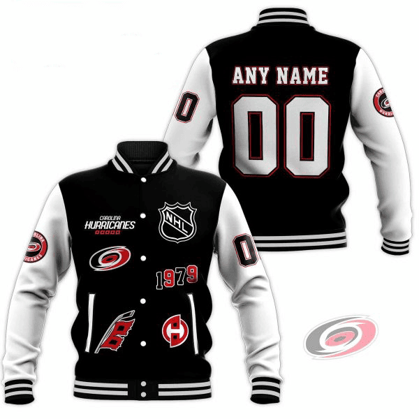 carolina hurricanes nhl custom name and number baseball varsity jacket baseball jacket all over print qlnkr