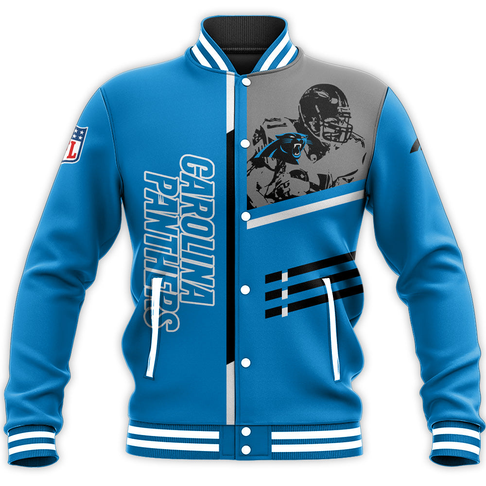 carolina panthers baseball jacket button up zipper hooded all over print personalized football for fan nfl rwyhw